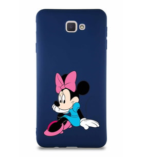 Samsung Galaxy J7 Prime 2 Soft Premier Kapak Minnie Mouse-E Tasarımlı Silikon Kılıf - Lacivert (Şeffaf)