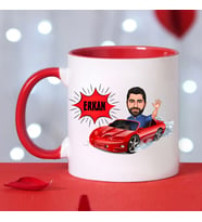 Araba Seven Erkek Karikaturlu Kupa (Kırmızı)