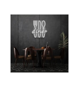 Restoranlara Özel Diner Yazılı Çatal,Bıçak,Kaşık Şekilli Neon Tabela