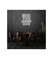 Restoranlara Özel Diner Yazılı Çatal,Bıçak,Kaşık Şekilli Neon Tabela