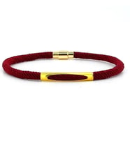 BORDO ÖRGÜ İPLİ SARI METAL MIKNATISLI ERKEK BİLEKLİK M026M