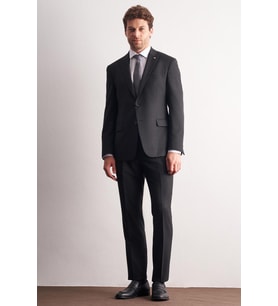 Siyah - Gri Kırlangıç Yaka Çizgili Desen Esnek 6 Drop Slim Fit Classic Takım Elbise 1001255161