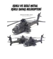 1:72 Işıklı Sesli Metal Çek Bırak Savaş Helikopteri Model Oyuncak Dayanıklı Dekoratif Helikopter