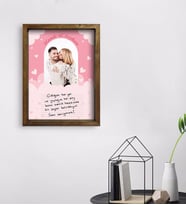 BK Gift Kişiye Özel Kendi El Yazın Mesajlı Fotoğraflı Doğal Ahşap Çerçeveli Tablo 45x65cm-2