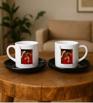 BK Gift Kişiye Özel Aşkımızın Ası Fotoğraflı İskambil Tasarımlı 2'li Siyah Tabaklı Türk Kahvesi Fincan Takımı-2, Sevgiliye Hediye, Arkadaşa Hediye, Eşe Hediye