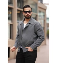 Unisex Yeni Sezon Kapitone Dolgulu Oversize Vintage (Koyu Gri)