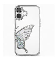 Coverzone iPhone 17 ile Uyumlu 3D Kelebekli S?v?l? Simli ?effaf G�m�? �erceve LunaFlow Telefon K?l?f? Kamera Lens Korumal? L�ks Parlak Koruyucu Kapak