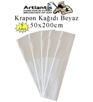 Krapon Kağıdı 50x200 cm 5 Adet Renkli Grapon Kağıdı Okul Sınıf Etkinlik Kreş Okul Öncesi Kırapon Grafon (Beyaz)