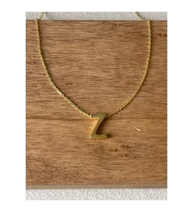 925 Ayar Gümüş Gold Renk Z Harfi Kolye Harfli Kolye 45cm