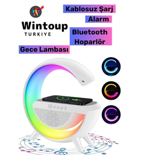 BLUETOOTH G HOPARLÖR RGB LED IŞIKLI SPEAKER ALARM SAAT USB WİRELESS ŞARJ