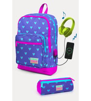 Coral High Kids Lavanta Pembe Kalp USB'li 2'li Okul Çanta Seti - Kız Çocuk