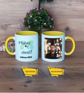 Makine Mühendisi Kupa Bardak Sarı Fotoğraflı Mühendisler Günü Hediyesi