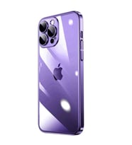Apple iPhone 14 Pro Max Kılıf Kamera Korumalı Şeffaf Renkli Çerçeveli Sert PC Lüx Kapak (Rose)