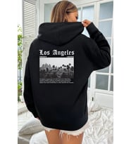Unisex Los Angles  Baskılı Sweatshirt (Siyah)