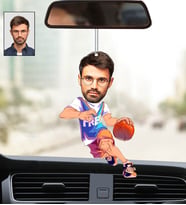 Kişiye Özel Fotoğraflı Basketbolcu Tasarımlı Karikatür Araba Dikiz Ayna Süsü