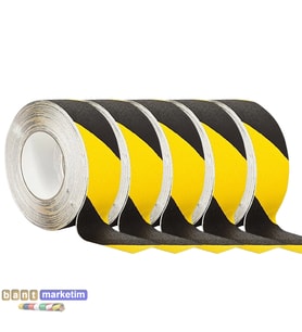 5 Adet Merdiven Ve Zemin Kaydırmaz Bant 50mm x 25metre Sarı Siyah