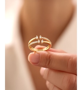 Çapraz Baget Ayarlanabilir 14 Ayar Altın Yüzük (Gold)