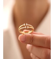 Çapraz Baget Ayarlanabilir 14 Ayar Altın Yüzük (Gold)