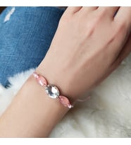 Vaoov Pembe ve Beyaz Taşlı İpli Bileklik
