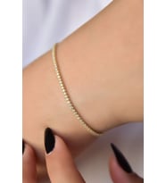 925 Ayar Gümüş Gold Kaplama Zirkon Taşlı Su Yolu Bileklik