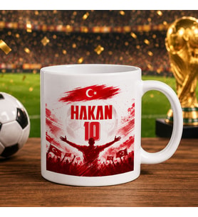 BK Gift Kişiye Özel Türkiye Taraftar Temalı 2026 Dünya Kupası Tasarımlı Beyaz Kupa Bardak -7, Tek Yürek Milli Takım Ruhu