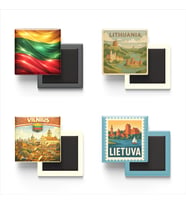 Buzdolap Magnetleri - Litvanya Vilnius - Lithuania - 4'lü Set Magneti