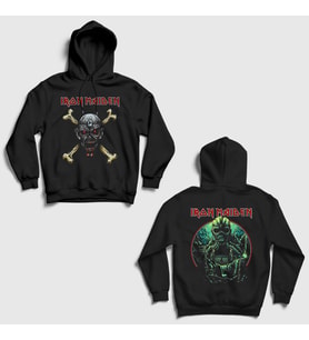 Presmono Unisex Siyah Wizard Metal Iron Maiden Sırt Baskılı Kapüşonlu Sweatshirt 518283tt