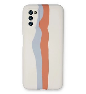 Durukar® Samsung Galaxy A03S Kılıf Ebruli Lansman Silikon - Beyaz-Turuncu