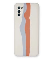 Durukar® Samsung Galaxy A03S Kılıf Ebruli Lansman Silikon - Beyaz-Turuncu