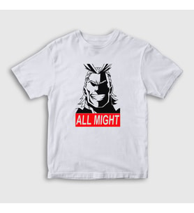 Presmono Unisex Çocuk Beyaz All Might Anime Boku No Hero Academia T-Shirt 234081tt