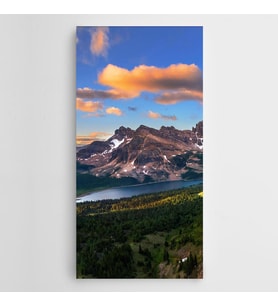 Ağaçlar Nehir Dağlar Panoramik Kanvas Tablo