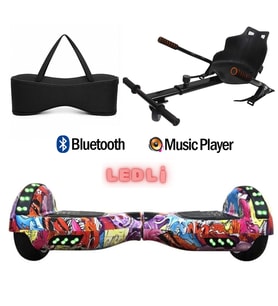 Elektrikli Kaykay Scooter Akıllı Denge Hoverboard + HoverKart + Çanta FULL LEDLİ EXTREM PAKET D16