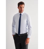 Mavi Sert Yaka Uzun Kol Slim Fit Pamuklu Gömlek 1004255175