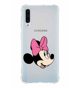 Samsung Galaxy A30s Köşe Korumalı Antişok Kapak Minnie Mouse Tasarımlı Şeffaf Kılıf