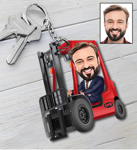 Kişiye Özel Forklift Opertatörü Tasarımlı Karikatür Anahtarlık 59