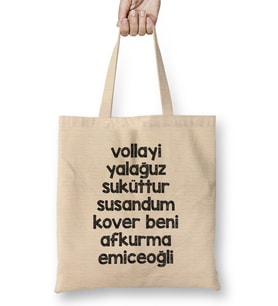 Karadeniz Sözleri Afkurma Emiceoğli Bez Çanta Uzun Saplı