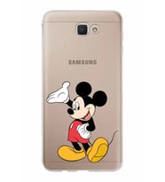 Samsung Galaxy J7 Prime Kapak Mickey Mouse Tasarımlı Şeffaf Silikon Kılıf