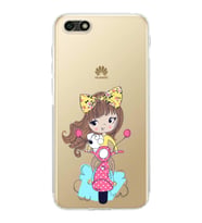 Huawei Y5 2018 Uyumlu Kamera korumalı Kapak Vespagirl Tasarımlı  Şeffaf Kılıf