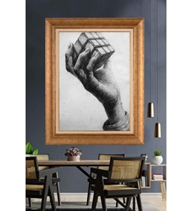 Altın Varaklı  Çerçeveli Paspartulu Tablo ndd900 (Gold)