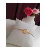Altın Sedef Ayarlanabilir Kadın Gold Asansörlü B Harf Bileklik (Karışık)