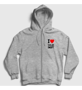Presmono Unisex Gri I Love Taylor Swift Fermuarlı Kapüşonlu Sweatshirt 311400tt (Gri)