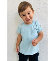 Breeze Erkek Bebek Tişört Cepli Kolları Düğme Akasesuarlı 9 Ay-3 Yaş, Açık Mavi