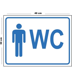 Metal Erkek Wc 30cm x 40cm A3 Büyüklüğünde Uyarı Levhası Yönlendirme Tabelası