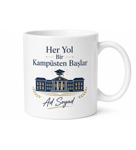 Kişiye Özel Kampüs Anısı Baskılı Kupa Bardak Mezuniyet Hediye