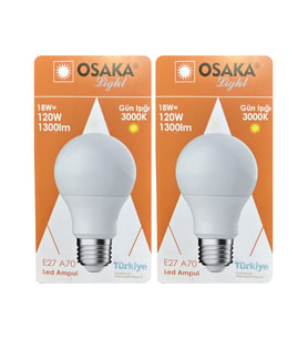 (2 Adet) Osaka 18W (120W) Sarı Işık (3000K) E27 Duylu (Kalın Duy) Led Ampul