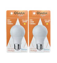 (2 Adet) Osaka 18W (120W) Sarı Işık (3000K) E27 Duylu (Kalın Duy) Led Ampul