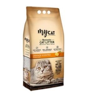 MYCAT (10 LT) TOPAKLANAN BENTONİT KEDİ KUMU PORTAKAL KOKULU (İNCE TANE)