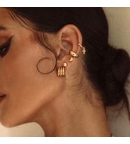 Gold Haç Piercing Tragus Helix Kıkırdak Zirkon Cross Piercing (Çok Renkli)