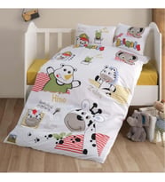 Clasy %100 Pamuk Ranforce Bebek Nevresim Takımı Animals V1 Sarı (Karışık)