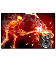 Cakatablo  İskelet Gitarist Alevler İçinde MDF Tablo